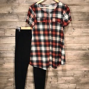 Bebonnie Plaid Zipper Tunic